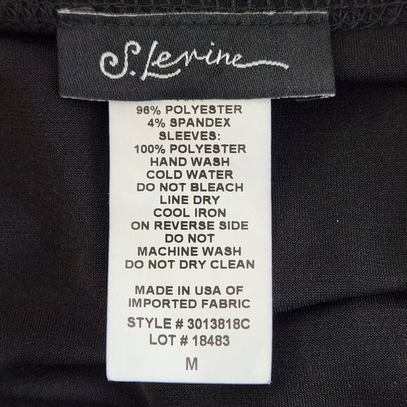 S. Levine Black Dressy Blouse with Slit Sleeves and Pearl Accent Size Small - Picture 8 of 9